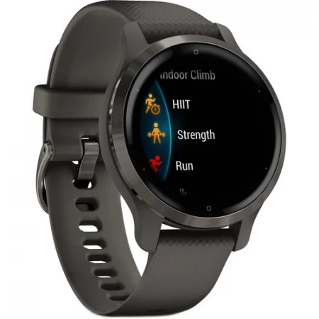 Garmin Venu 2S - Slate Stainless Steel Bezel with Graphite Case and Silicone Band (AGA-010-02429-70)